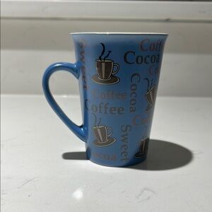 Blue Coffee Mug with Cocoa Design